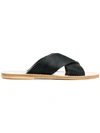 Solange Crossover Strap Sandals In Black