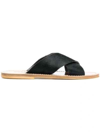 Solange Crossover Strap Sandals In Black