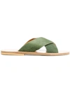 Solange Crossover Strap Sandals In Green