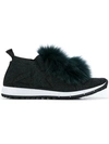 Jimmy Choo Fur Trim Norway Sneakers In Black