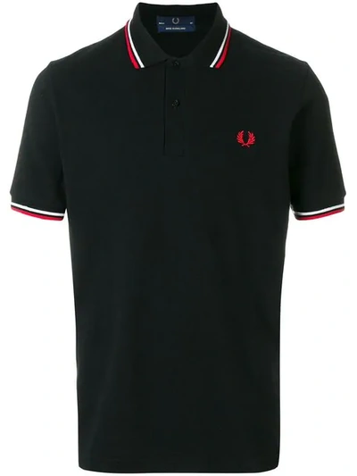 Fred Perry Striped Trim Polo Shirt In Black