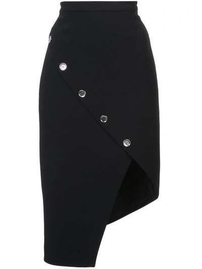 Altuzarra Asymmetric Button Midi Skirt In Black