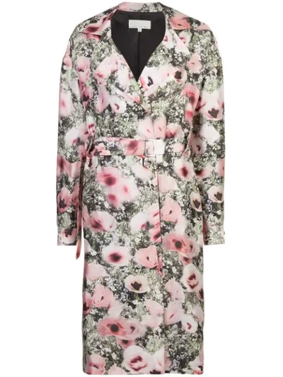 Fleur Du Mal Poppy Print Belted Coat In Multicolour