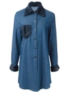 Liska Fur Trim Shirt Dress In Blue