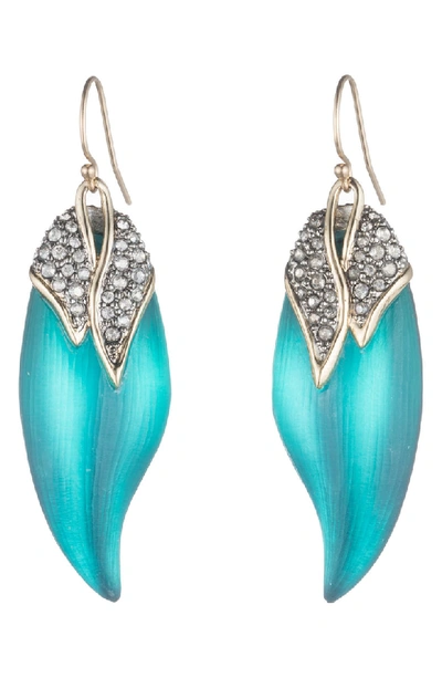 Alexis Bittar Crystal Encrusted Capped Feather Earrings, Lake Blue In Blue/gold