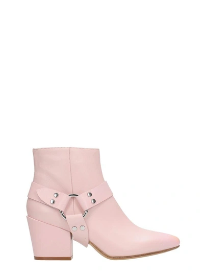 Buttero Pink Shiny Leather Ankle Boot In Rose-pink