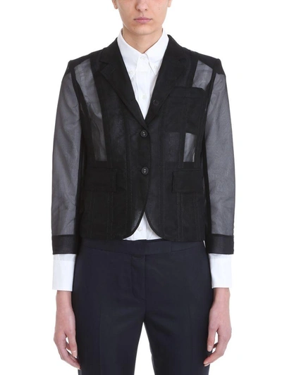 Thom Browne Lace-up Back Single Breasted Sport Blazer In Black