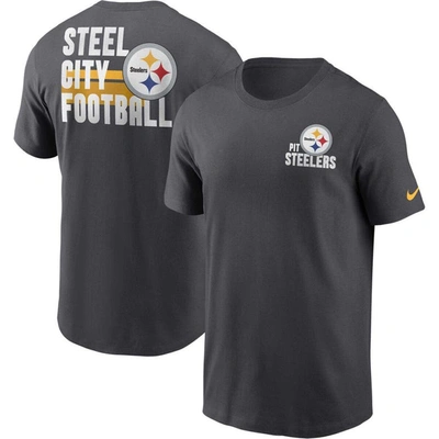 Nike Anthracite Pittsburgh Steelers Blitz Essential T-shirt In Black