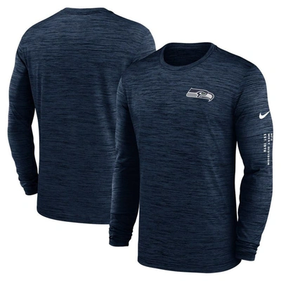 Nike College Navy Seattle Seahawks Velocity Long Sleeve T-shirt In Blue