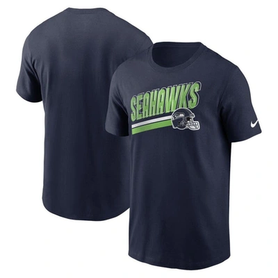 Nike College Navy Seattle Seahawks Essential Blitz Lockup T-shirt In Navy