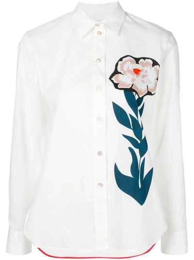 Paul Smith Flower Print Shirt In White