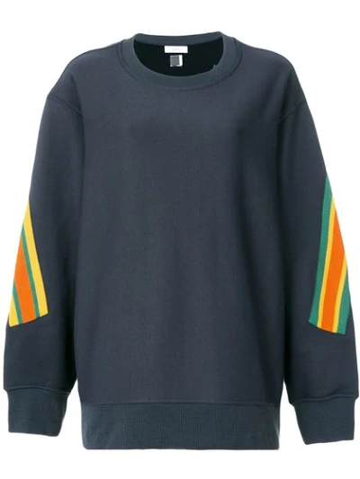 Facetasm Oversized Stripe Detail Sweatshirt In Black