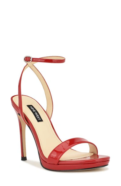 Nine West Women's Loola Ankle Strap Dress Sandals In Red Patent Leather