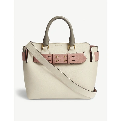 Burberry The Small Tri-tone Leather Belt Bag In Limestone/dusty Ros