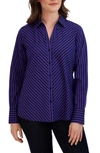Foxcroft Mary Stripe Stretch Button-up Shirt In Blue Iris
