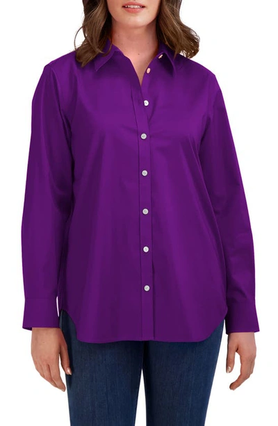 Foxcroft Oversize Cotton Blend Button-up Shirt In Orchid