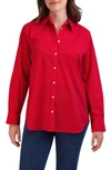 Foxcroft Oversize Cotton Blend Button-up Shirt In Simply Red