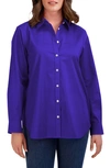 Foxcroft Oversize Cotton Blend Button-up Shirt In Blue Iris
