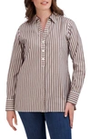 Foxcroft Pamela Stripe Blouse In Brown