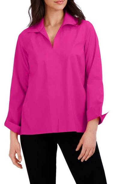 Foxcroft Agnes Split Cuff Popover Blouse In Azalea