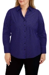 Foxcroft Mary Stripe Stretch Button-up Shirt In Blue Iris