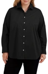 Foxcroft Boyfriend Stretch Button-up Shirt In Black
