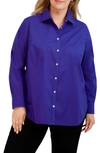Foxcroft Boyfriend Stretch Button-up Shirt In Blue Iris