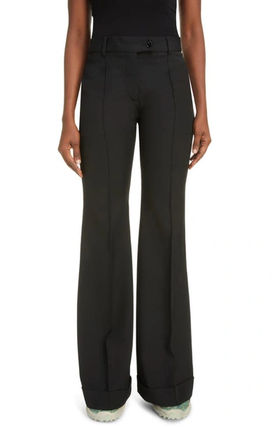 Acne Studios Pinna Pintuck Wide Leg Cuff Pants In Black