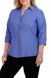 Foxcroft 'taylor' Three-quarter Sleeve Non-iron Cotton Shirt In Dark Chambray