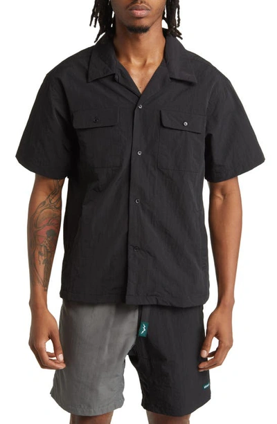 Afield Out Carbon Short Sleeve Button-up Camp Shirt In Black