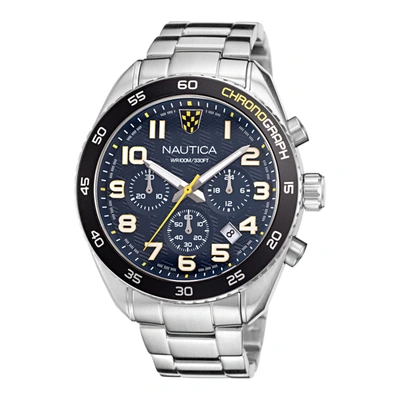 Nautica Mens Key Biscane Stainless Steel Chronograph Watch In Black
