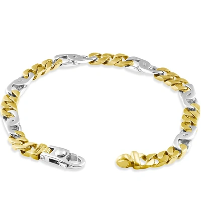 Pompeii3 Men's Figaro Link 14k Gold (19gram) Or Platinum (31gram) 6mm Bracelet 8" In Multi