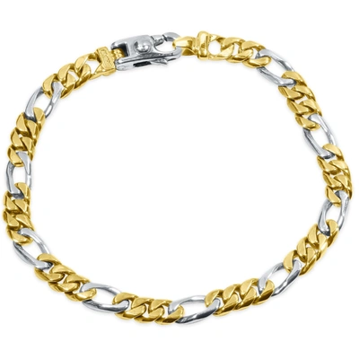 Pompeii3 Men's Figaro Link 14k Gold (28gram) Or Platinum (45gram) 6.5mm Bracelet 8.5" In Silver