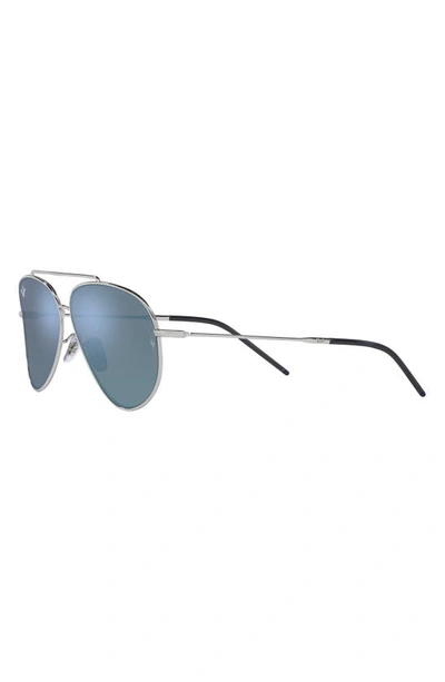 Ray Ban Reverse 62mm Oversize Aviator Sunglasses In Silver