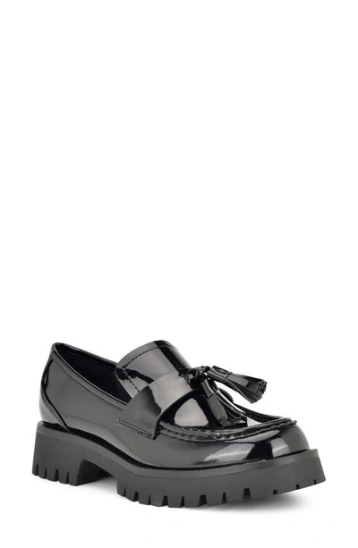 Nine West Garry Platform Tassel Loafer In Black Patent