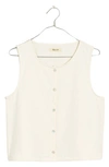 Madewell Crewneck Button-up Cotton Crop Tank In Heather Cream