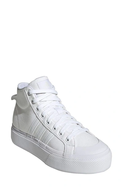 Adidas Originals Bravado 2.0 Platform Mid Skate Sneaker In White/ White/ Chalk White