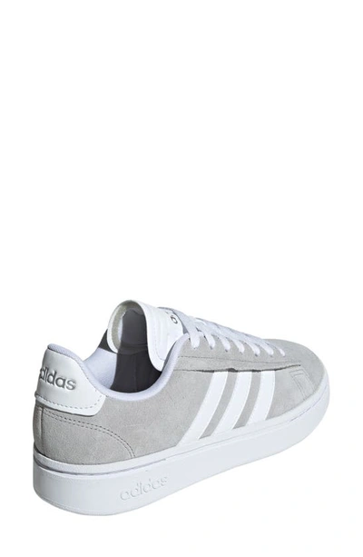 Adidas Originals Grand Court Alpha Tennis Sport Sneaker In Grey/ White/ Silver Metallic