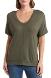 Heather By Bordeaux Ribbed Scoop Neck T-shirt In Dark Olive