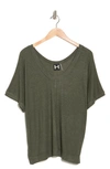 Heather By Bordeaux Ribbed Scoop Neck T-shirt In Dark Olive