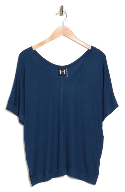 Heather By Bordeaux Ribbed Scoop Neck T-shirt In Tidal