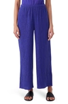 Eileen Fisher Crinkled Wide-leg Ankle Pants In Blue Violet