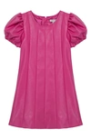 Habitual Kids' Girl's Faux Leather Puff Sleeves Dress In Dark Pink