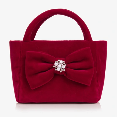 Balloon Chic Kids' Girls Red Velvet Bow Handbag (24cm)