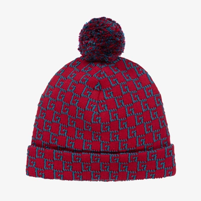 Gucci Kids' Boys Red Square G Cotton Beanie Hat