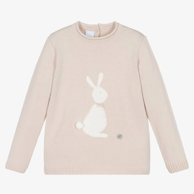 Artesania Granlei Kids' Boys Beige Knitted Bunny Sweater