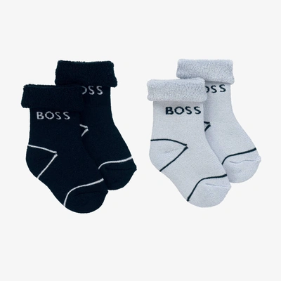 Hugo Boss Boss Baby Boys Blue Cotton Socks (2 Pack)