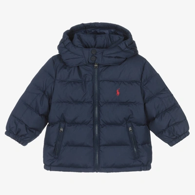 Ralph Lauren Baby Boys Blue Hooded Down Puffer Jacket