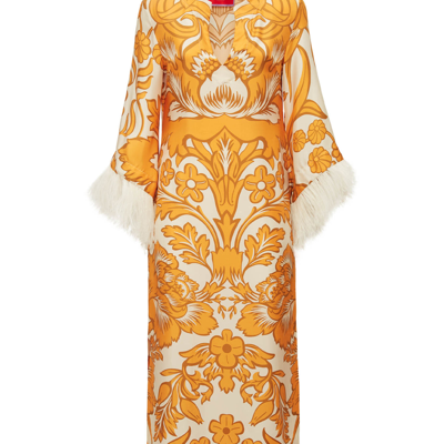 La Doublej The Kaftan (with Feathers) In Va-va Gold