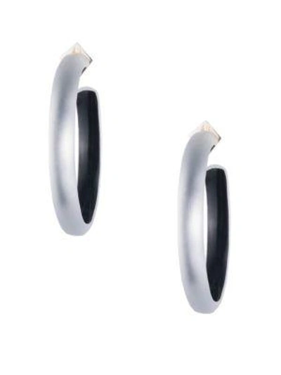 Alexis Bittar Large Brushed Hoop Earrings In Silver